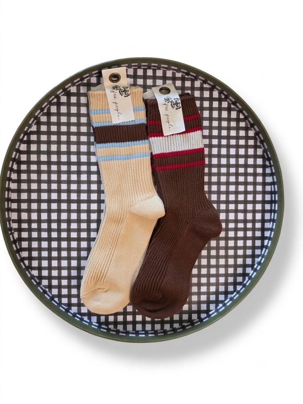 ⭐️BUNDLE NWT Free People Sporty Varsity Ribbed Crew Socks Set - 2 Pairs